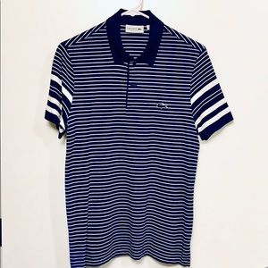 Lacoste Polo Shirt - Dark Blue/White Striped (S)